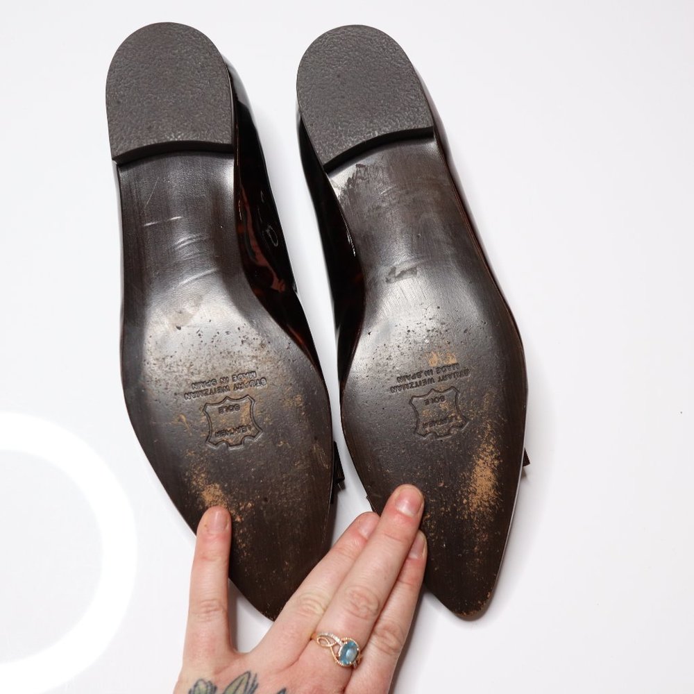 Stuart Weitzman | Pointed Bow Tortoise Flats 7.5m - image 4